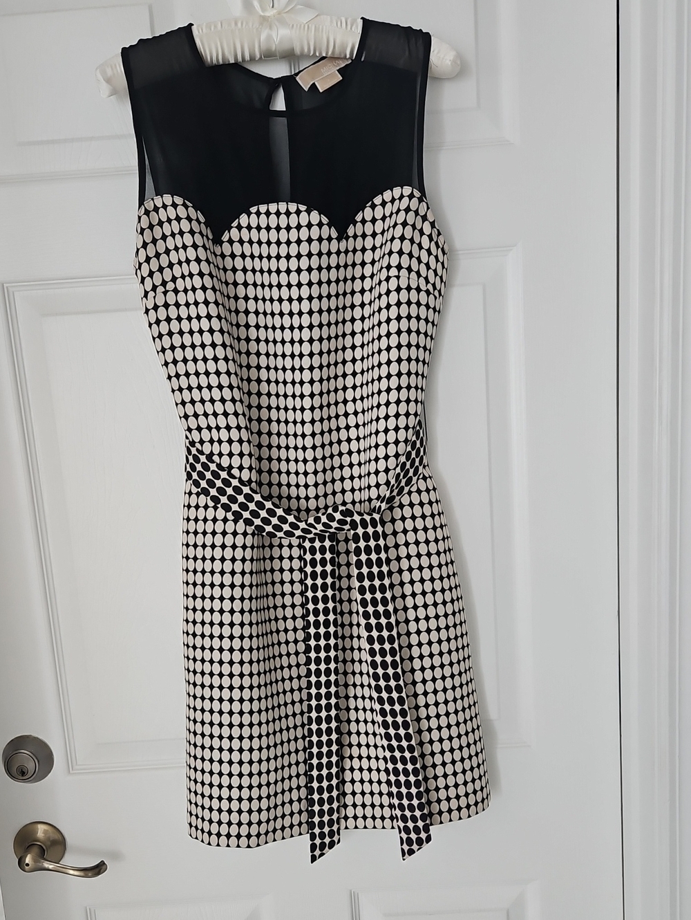 Michael Kors Black and White Polka Dot Sleeveless Dress